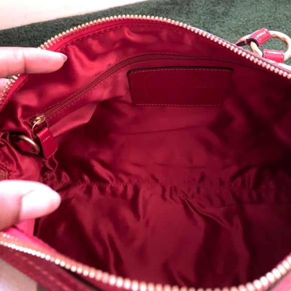 Khaki Red Coach Duffel Satchel Bag - Picture 3 of 8